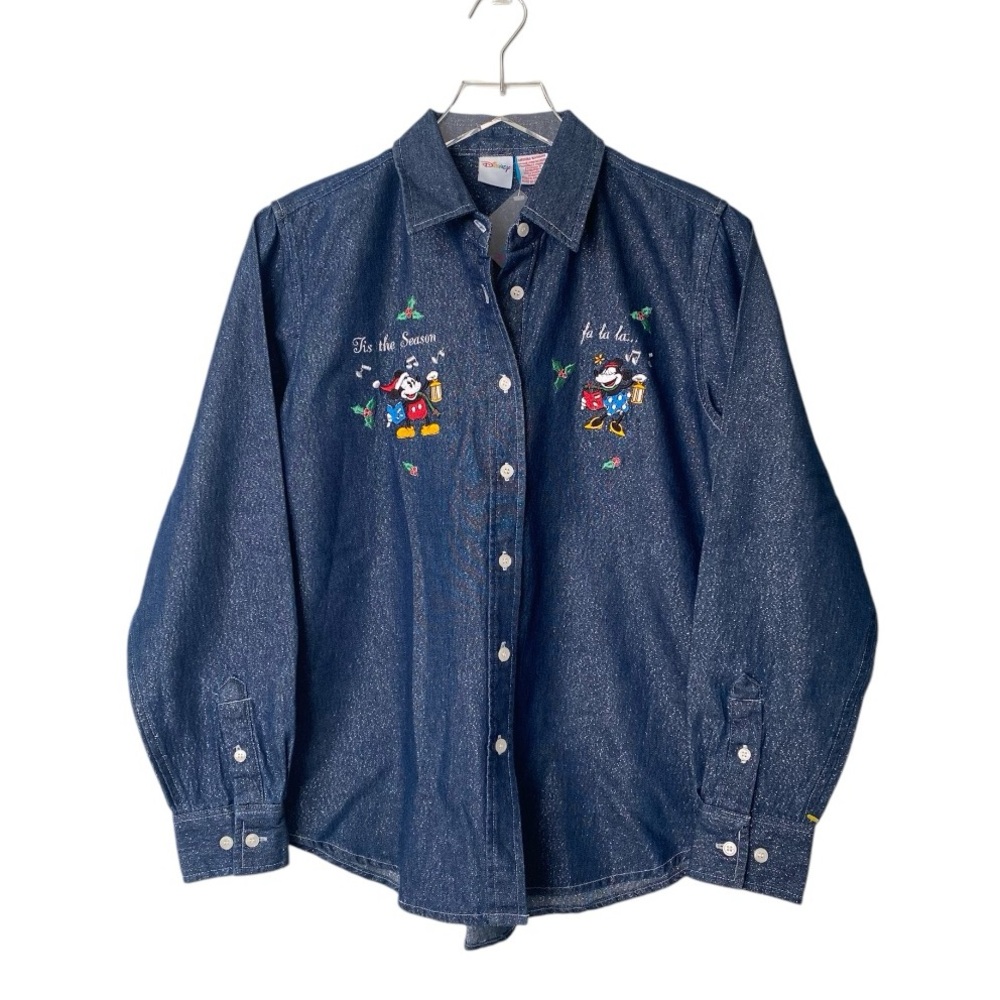 DISNEY Chambray Embroidered Tis The Season shirt